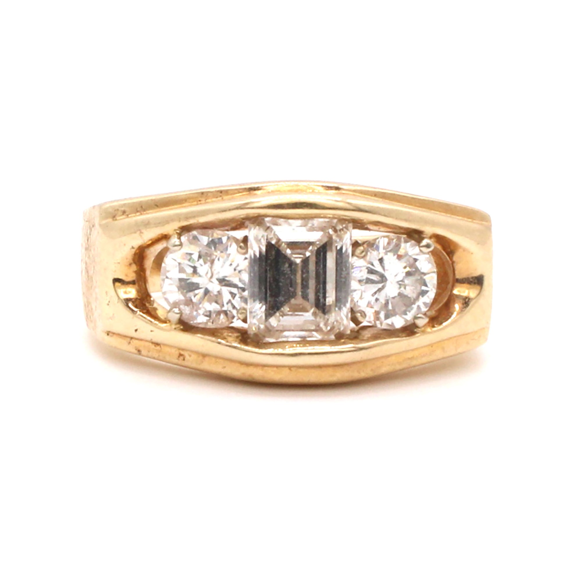 14k Yellow Gold 1.02ct Emerald Cut Diamond Ring Size 10.25