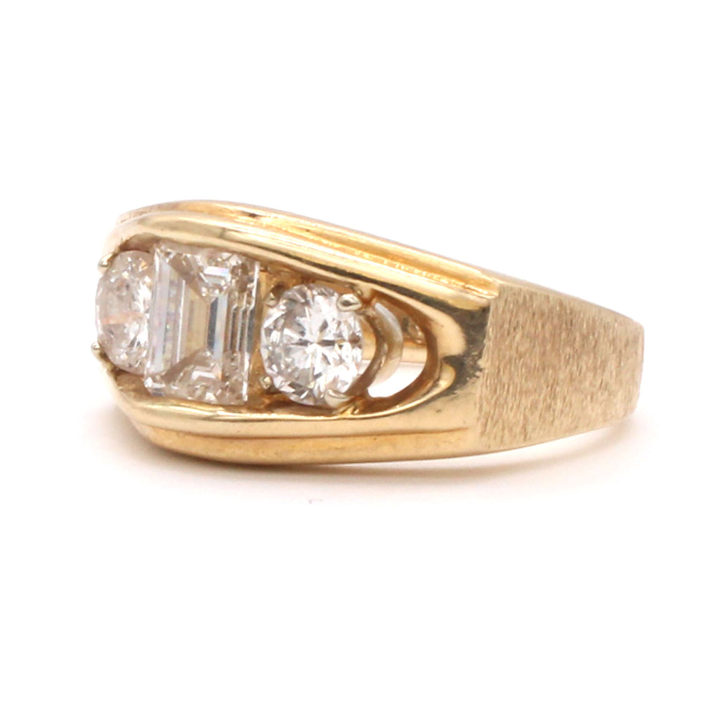 14k Yellow Gold 1.02ct Emerald Cut Diamond Ring Size 10.25