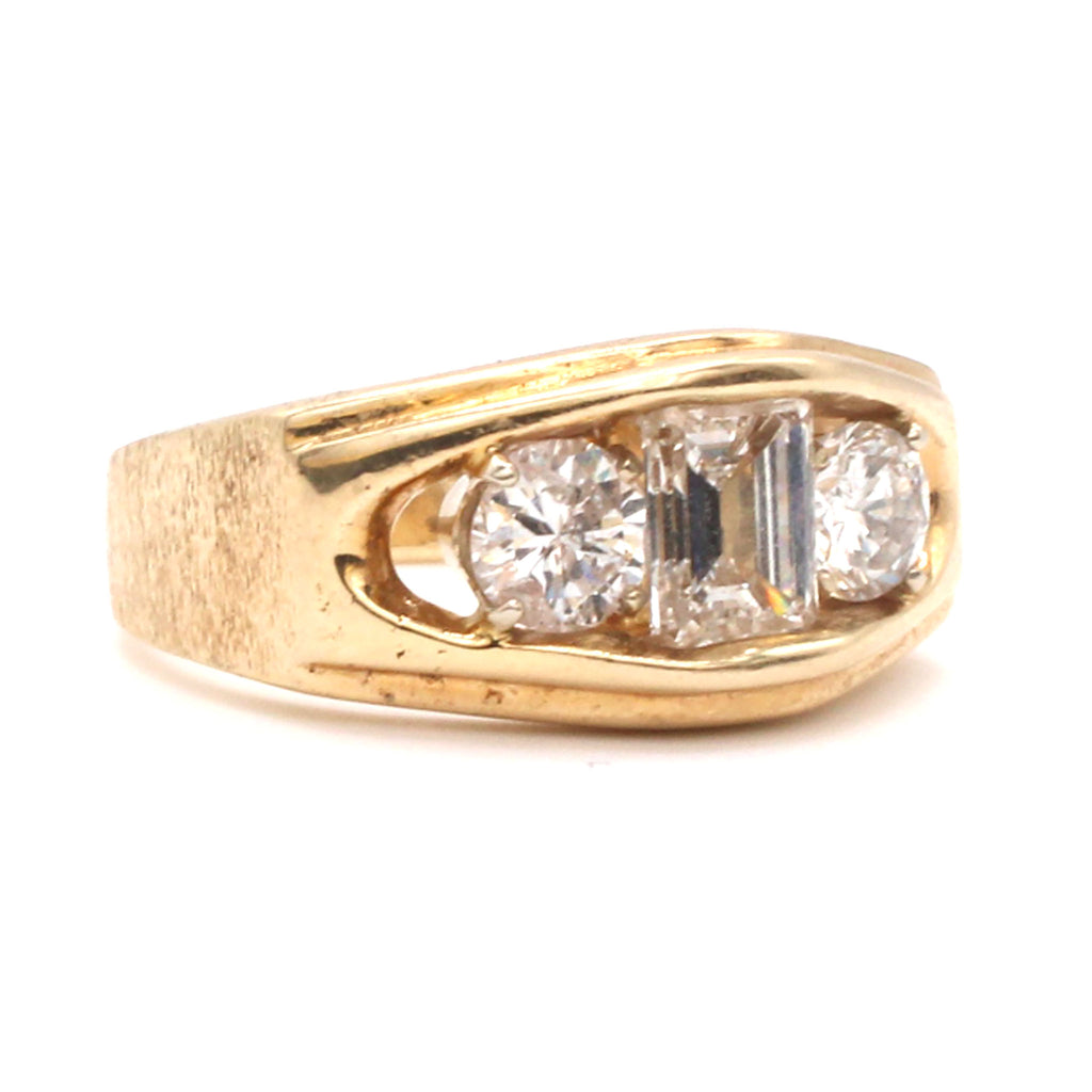 14k Yellow Gold 1.02ct Emerald Cut Diamond Ring Size 10.25