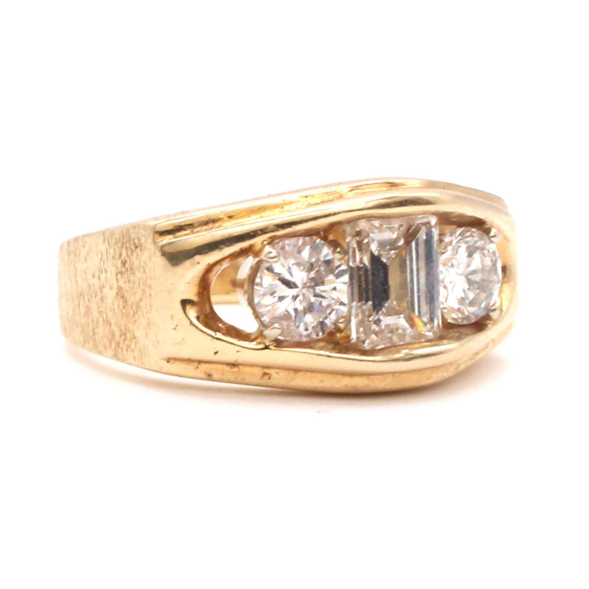 14k Yellow Gold 1.02ct Emerald Cut Diamond Ring Size 10.25