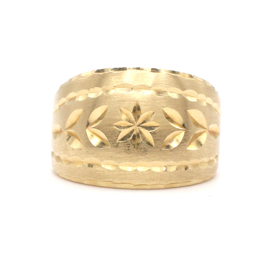 14k Yellow Gold Diamond Cut Domed Band Size 5.75