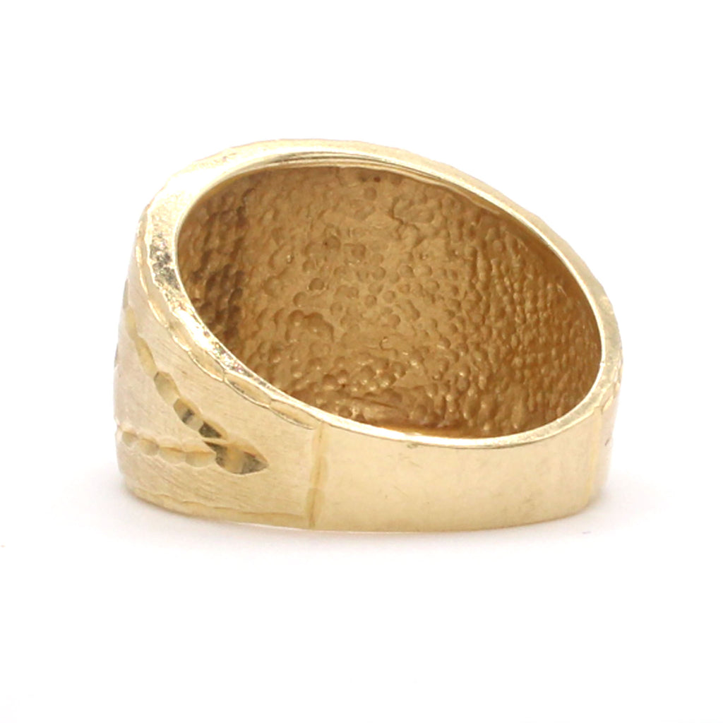 14k Yellow Gold Diamond Cut Domed Band Size 5.75