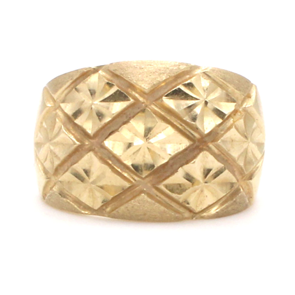 14k Yellow Gold Diamond Cut Domed Band Size 6