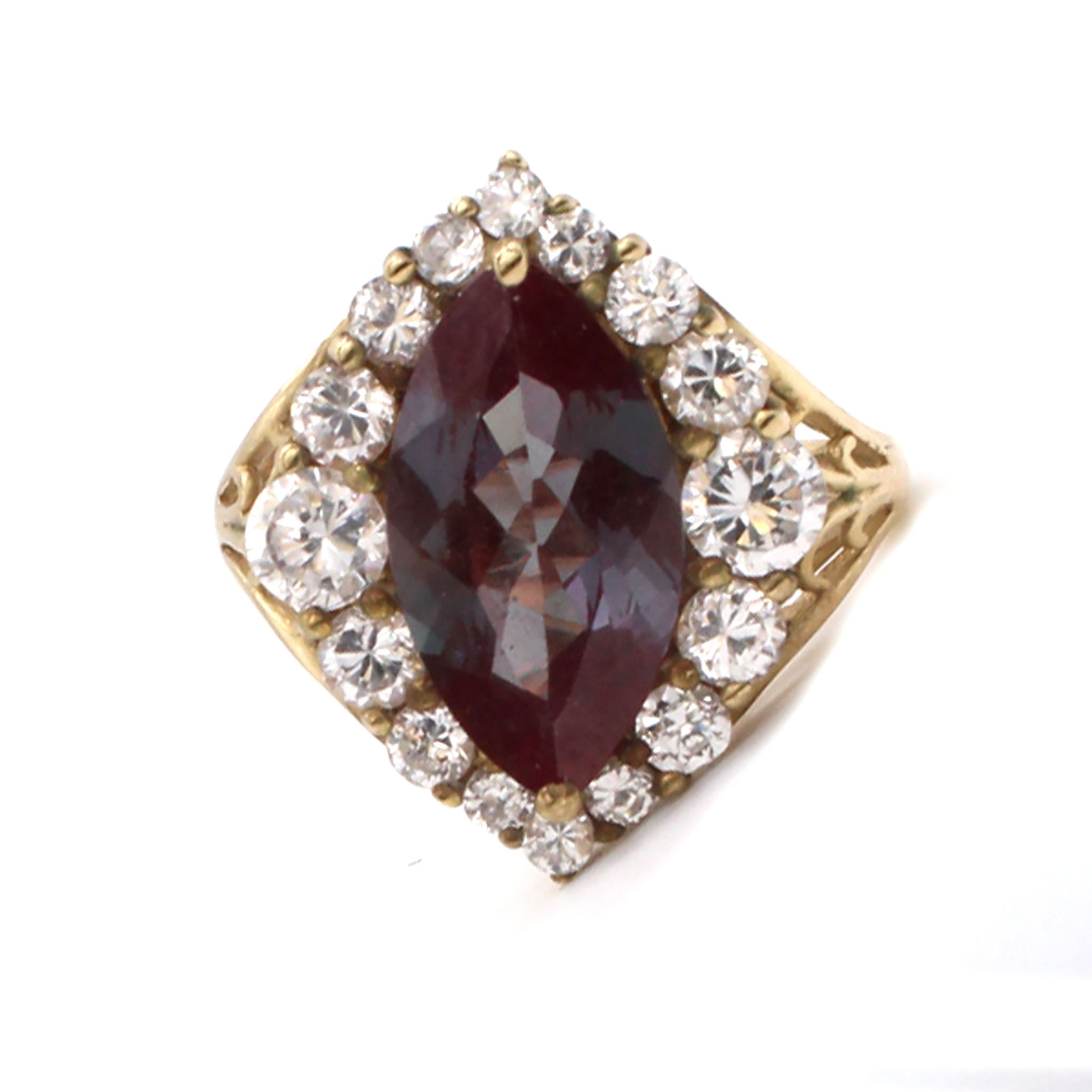10k Yellow Gold Mystic Topaz and CZ Ring Size 7