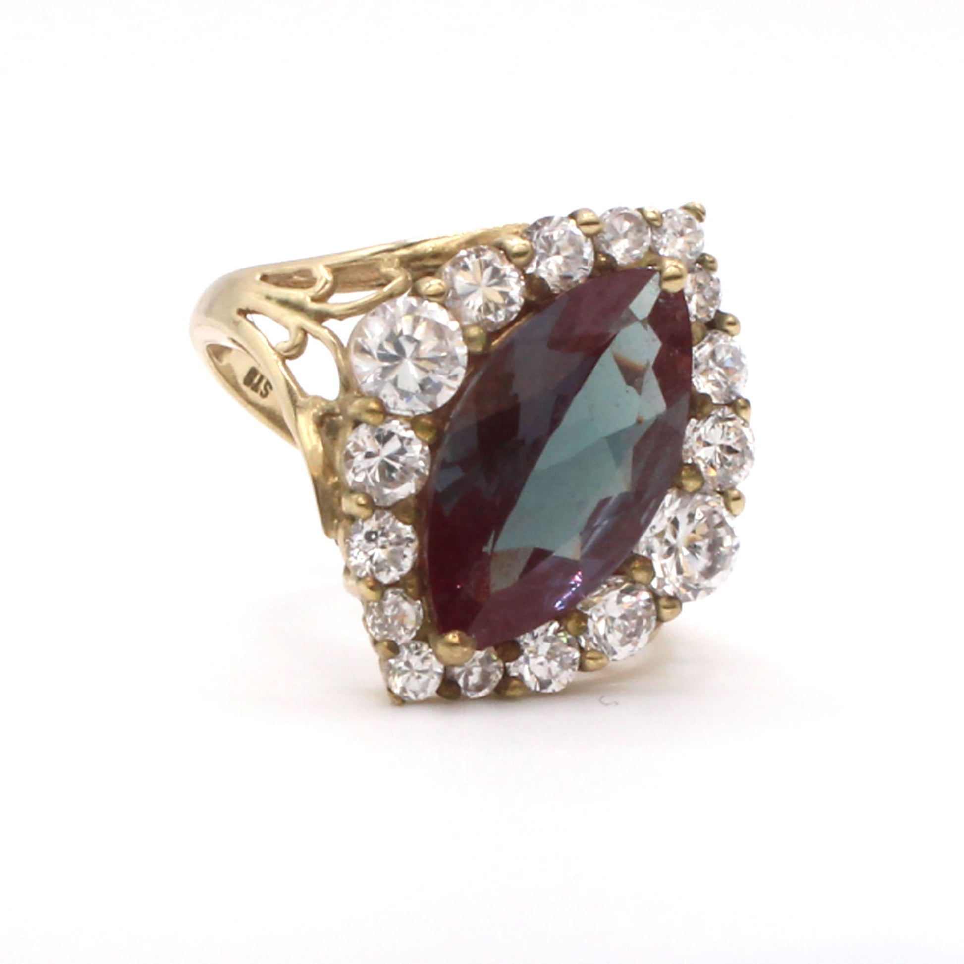 10k Yellow Gold Mystic Topaz and CZ Ring Size 7