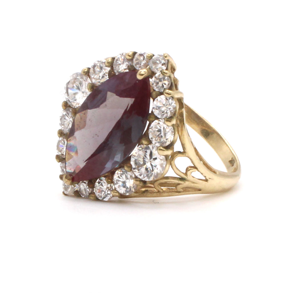 10k Yellow Gold Mystic Topaz and CZ Ring Size 7