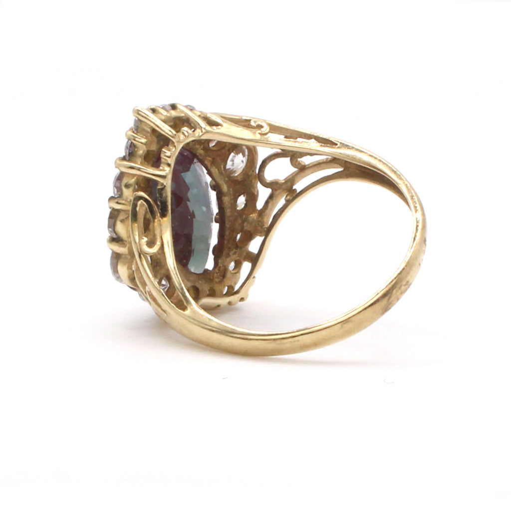 10k Yellow Gold Mystic Topaz and CZ Ring Size 7
