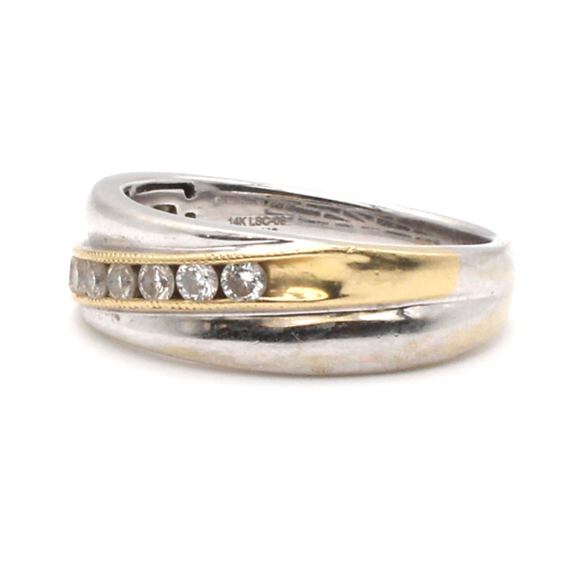 14k Yellow and White Gold 0.35cttw Diamond Band Size 10