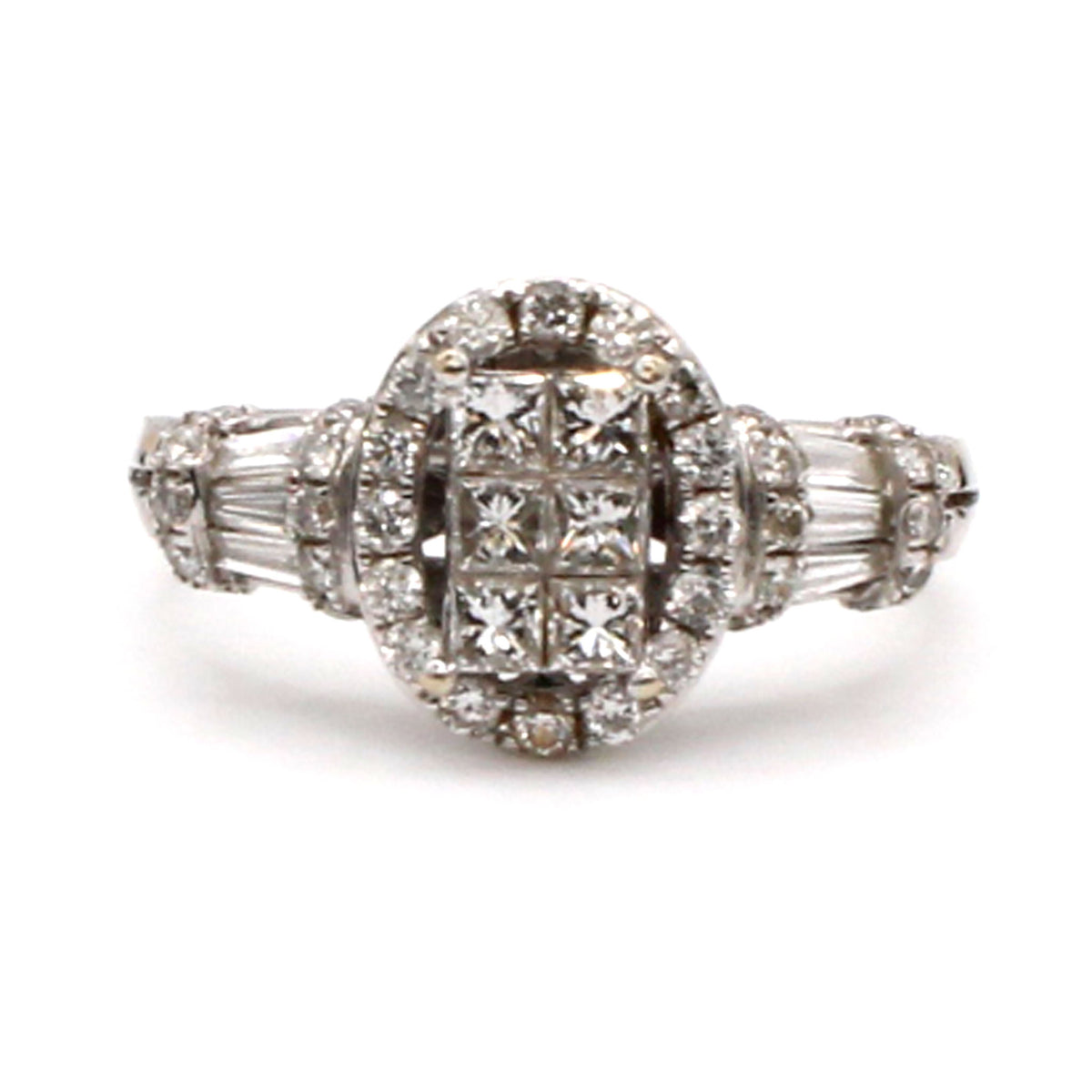 14k White Gold 0.30cttw Princess Cut Diamond Ring Size 6.5
