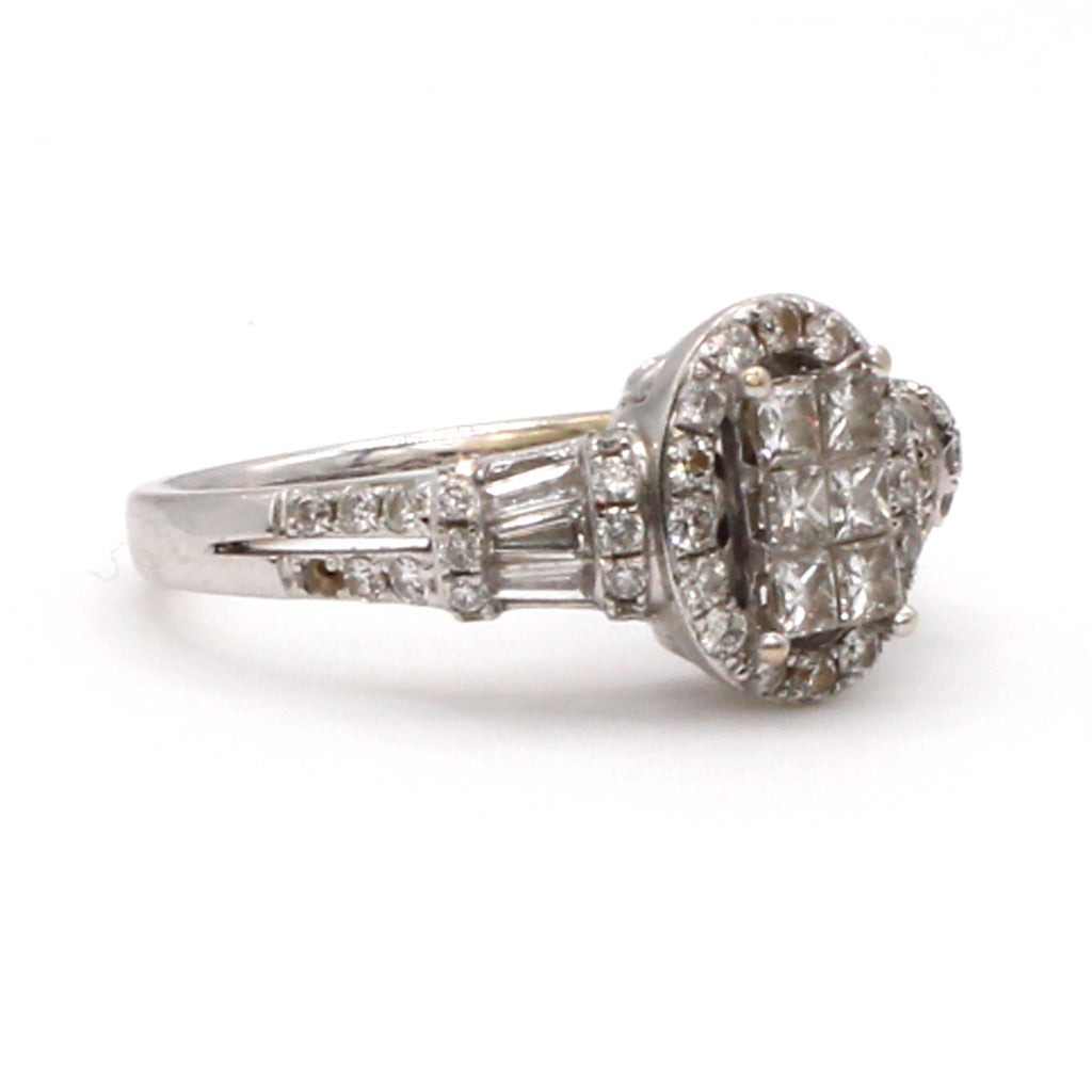 14k White Gold 0.30cttw Princess Cut Diamond Ring Size 6.5