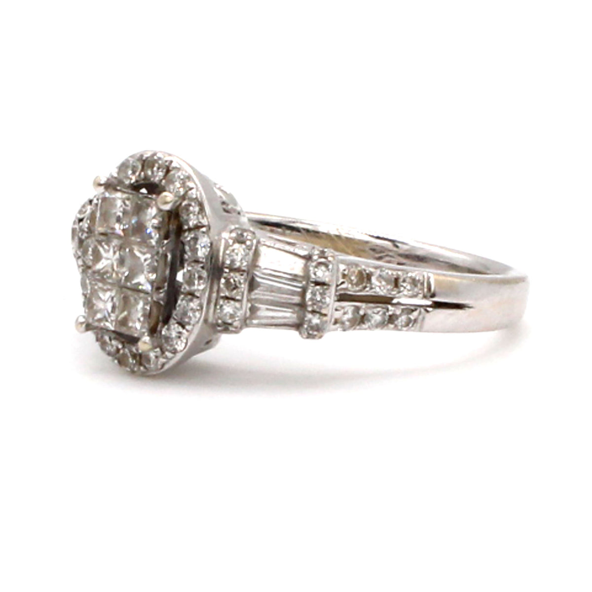 14k White Gold 0.30cttw Princess Cut Diamond Ring Size 6.5