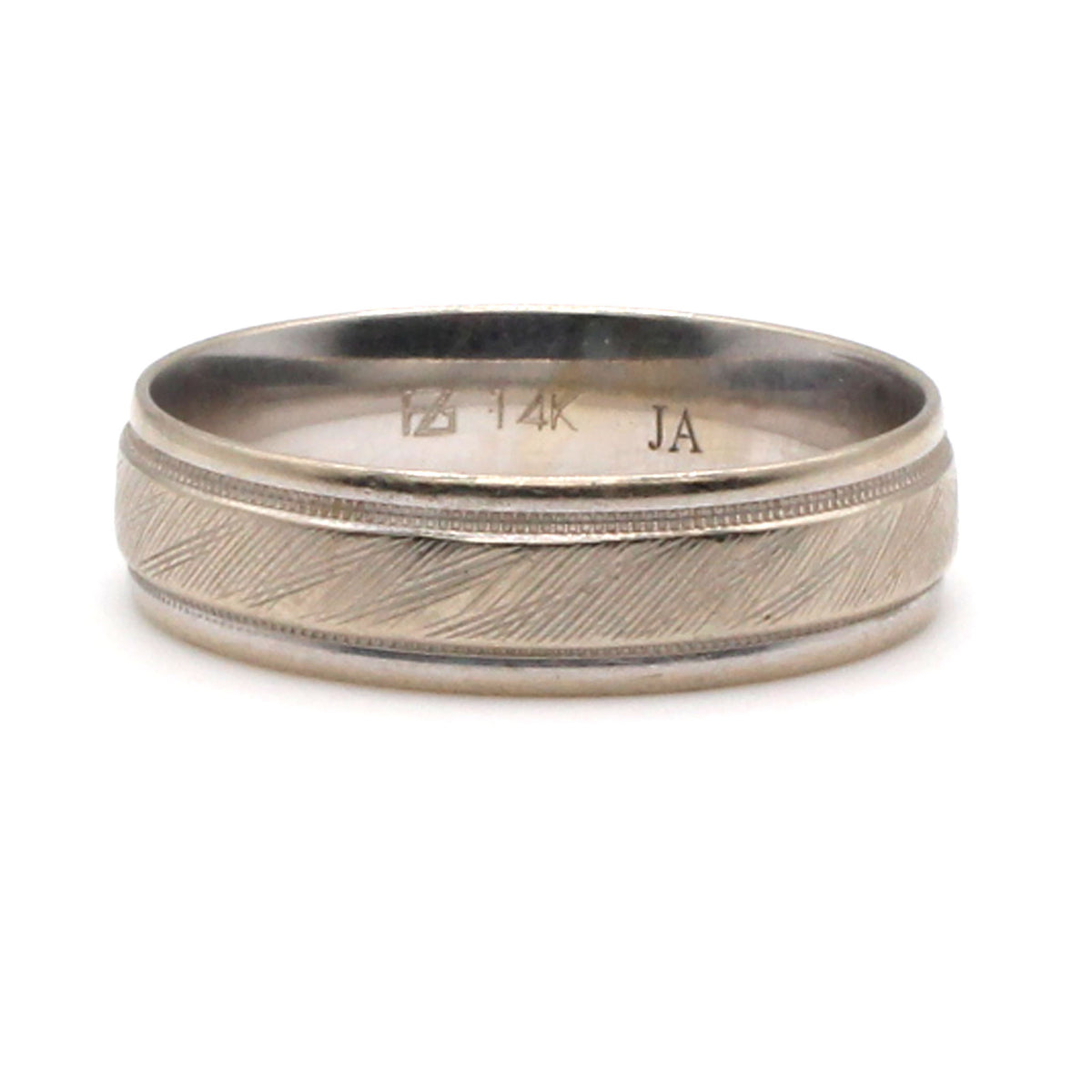 14k White Gold Textured Band Size 11.5