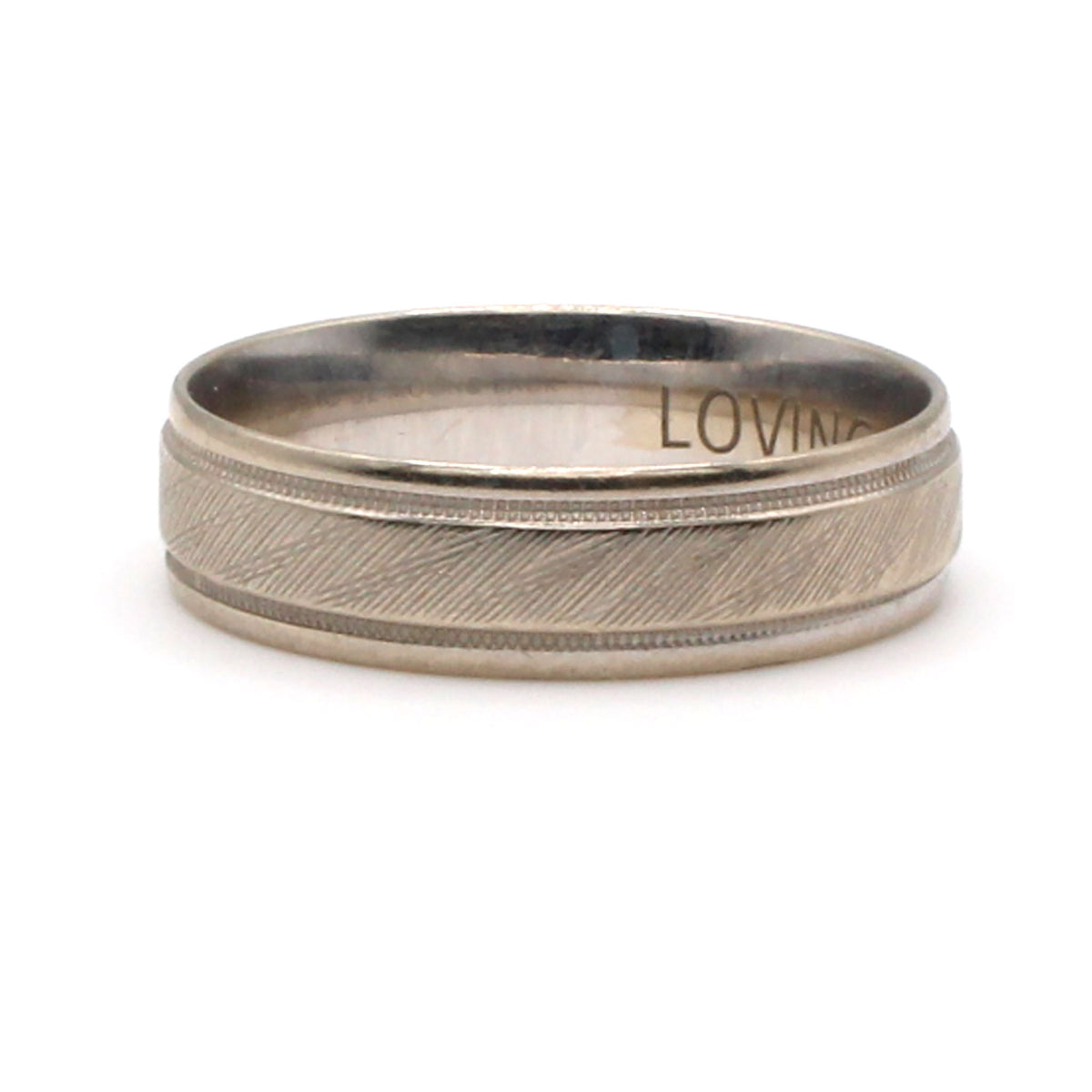 14k White Gold Textured Band Size 11.5