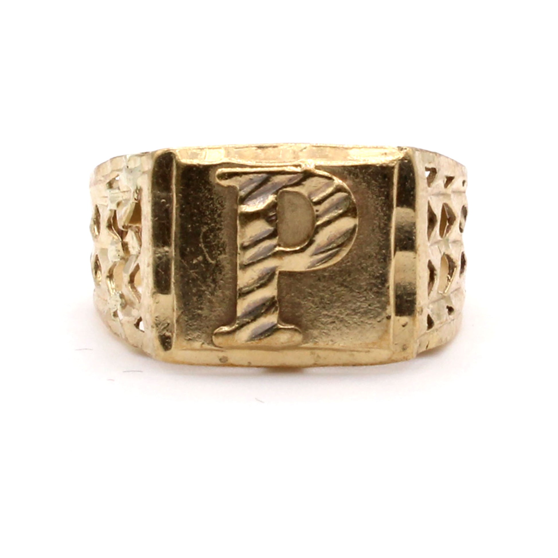 10k Yellow Gold P Ring Size 8