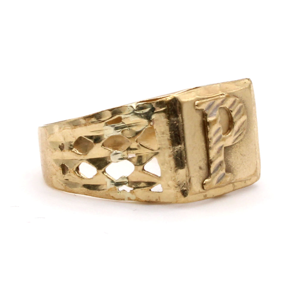 10k Yellow Gold P Ring Size 8
