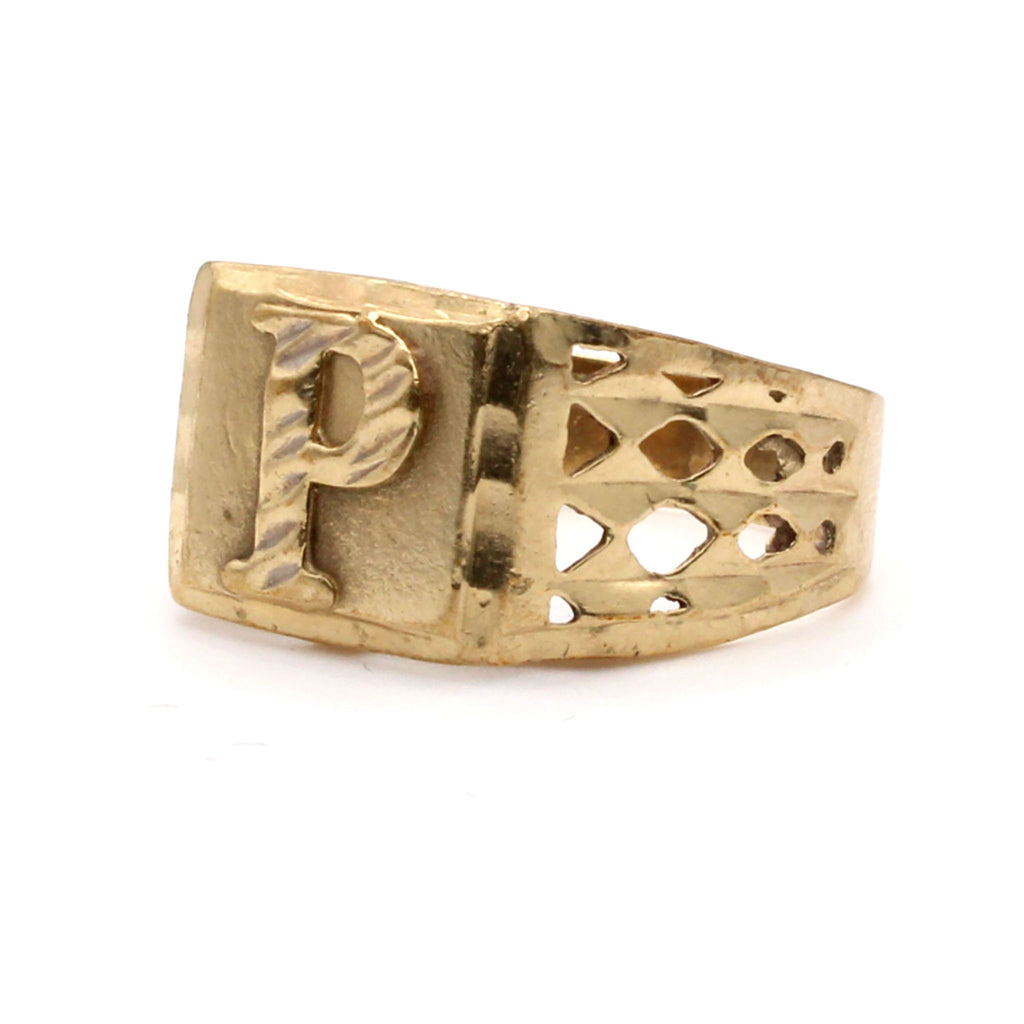 10k Yellow Gold P Ring Size 8