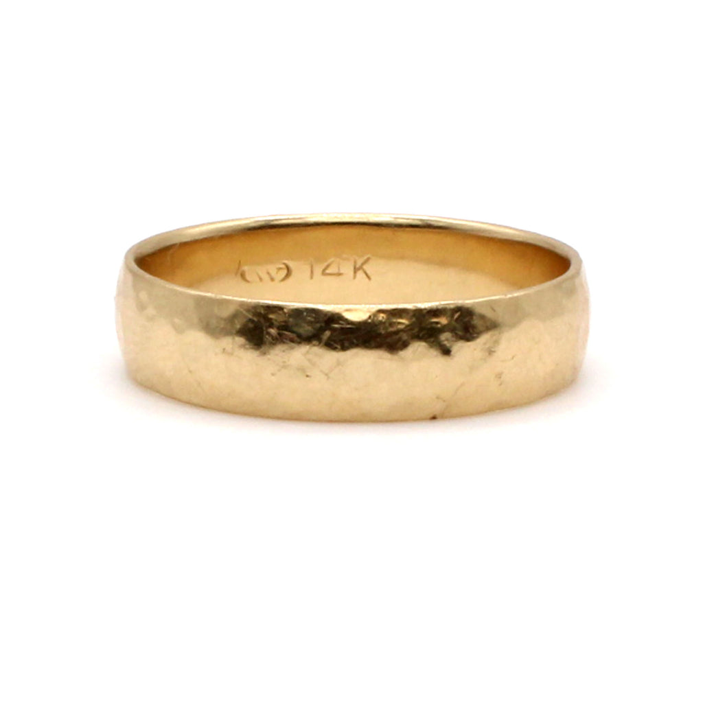 14k Yellow Gold Hammered Band Size 11