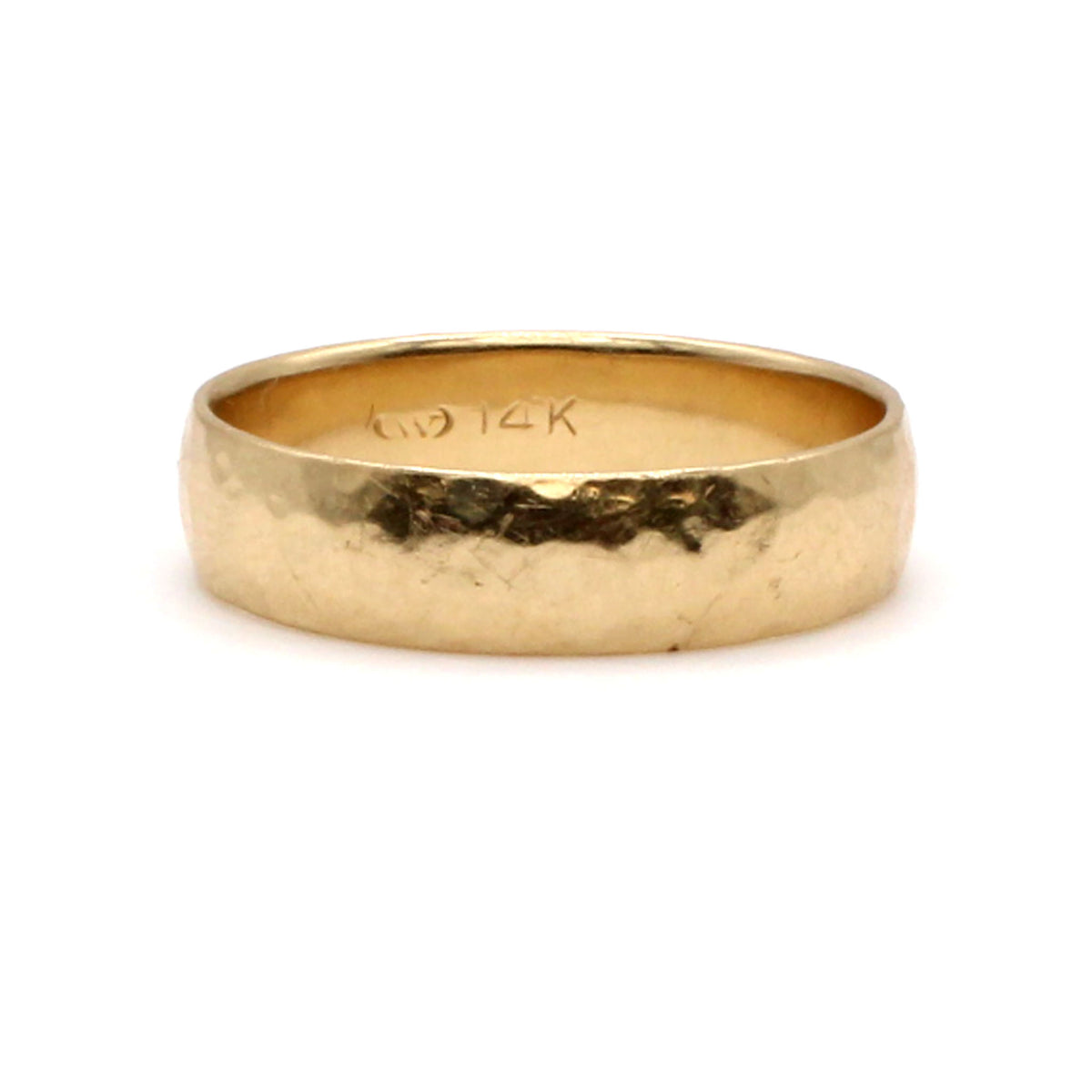 14k Yellow Gold Hammered Band Size 11