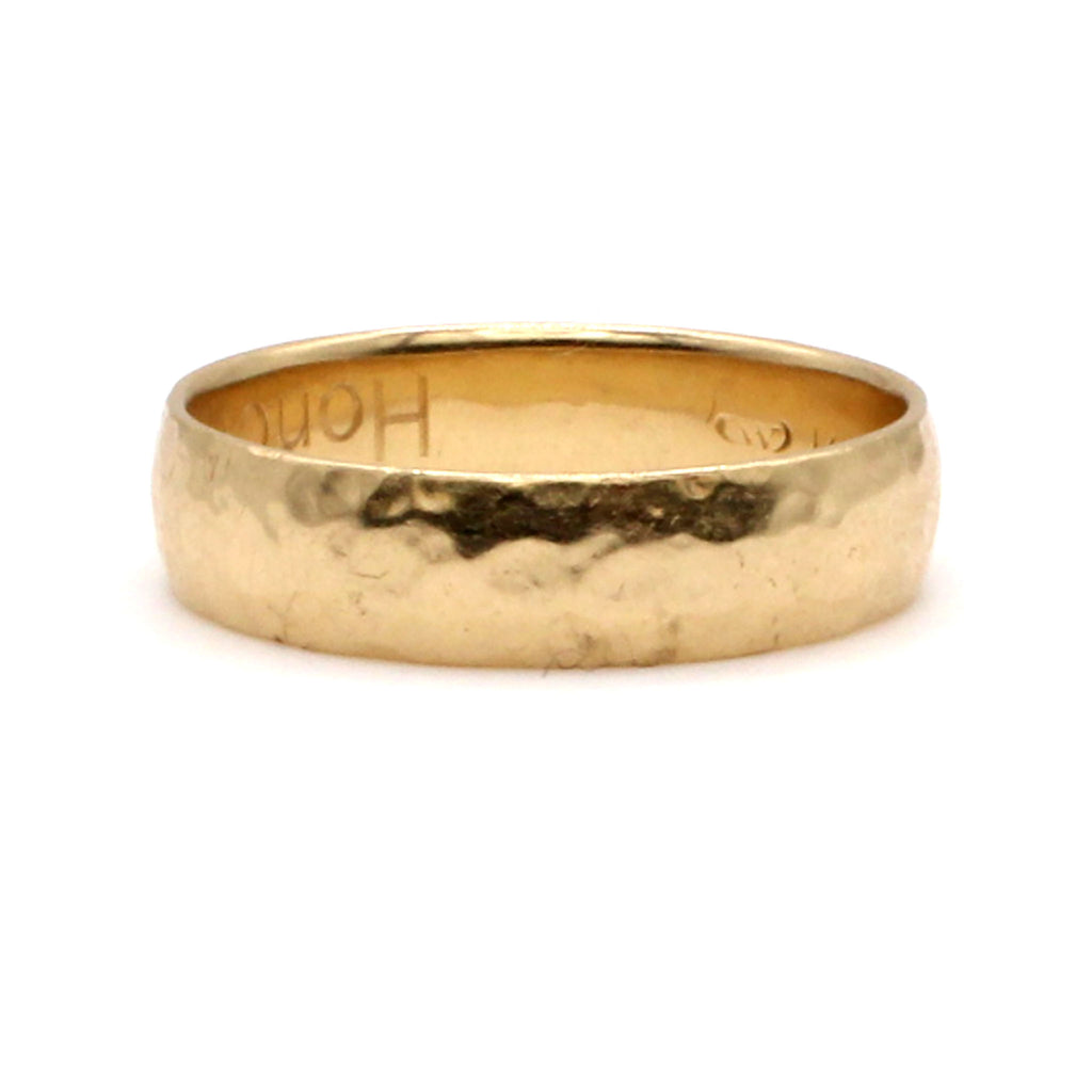14k Yellow Gold Hammered Band Size 11