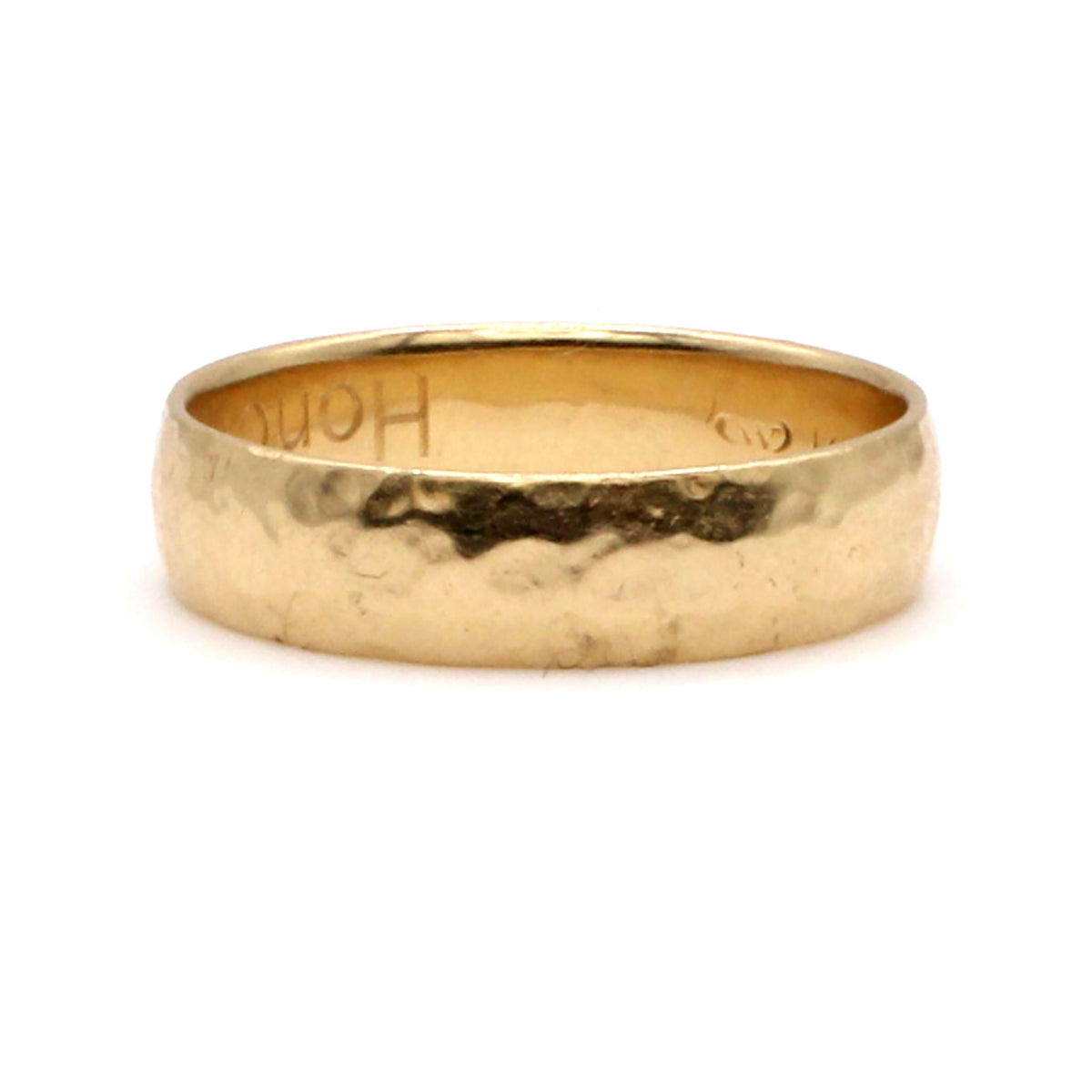 14k Yellow Gold Hammered Band Size 11