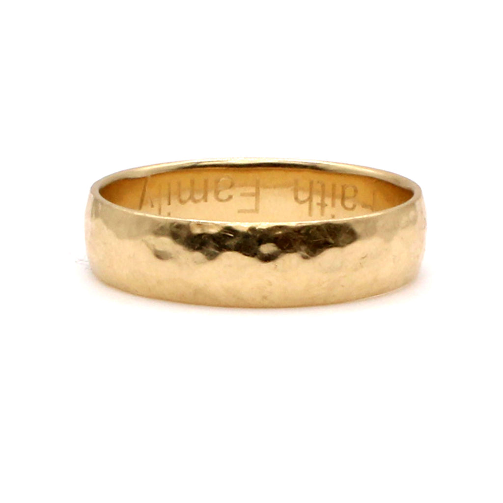 14k Yellow Gold Hammered Band Size 11