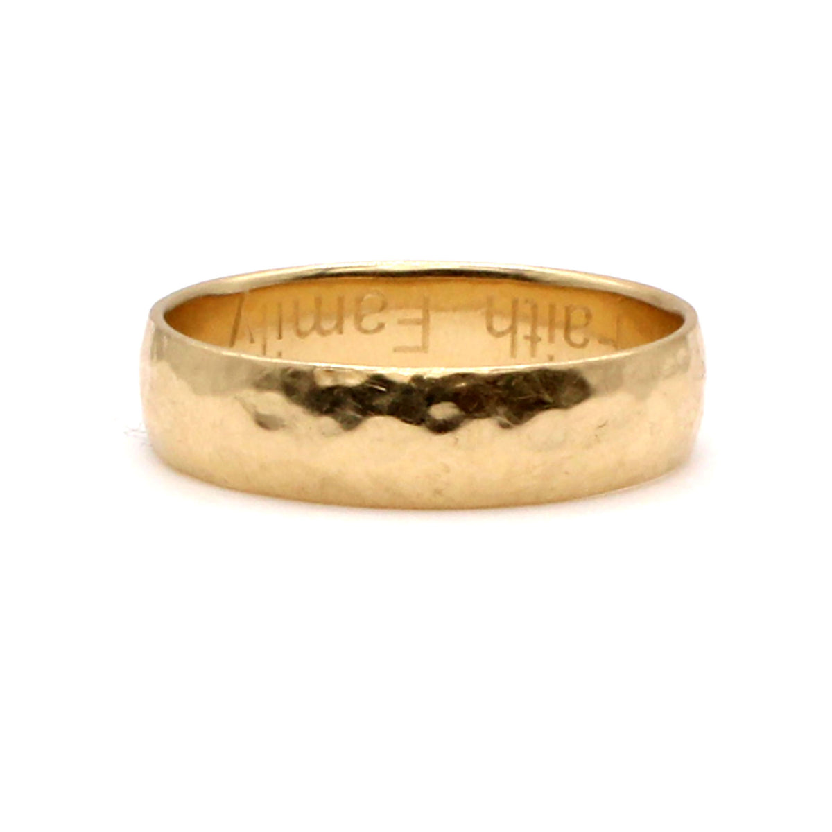 14k Yellow Gold Hammered Band Size 11
