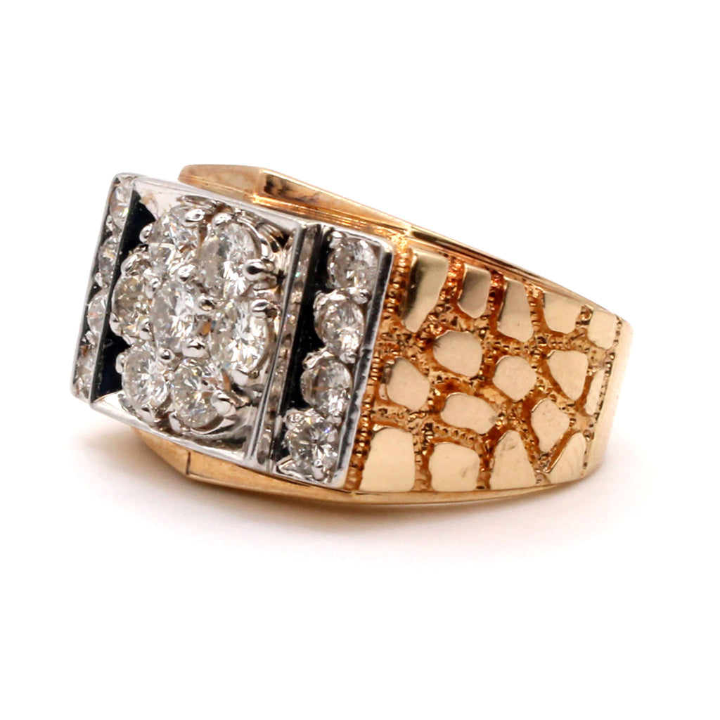 14k Yellow Gold 1.88cttw Diamonds Cluster Rectangle Ring Size 10