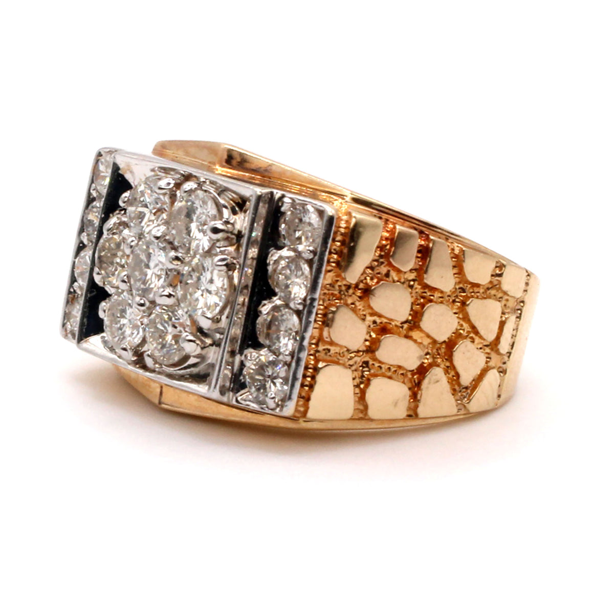 14k Yellow Gold 1.88cttw Diamonds Cluster Rectangle Ring Size 10