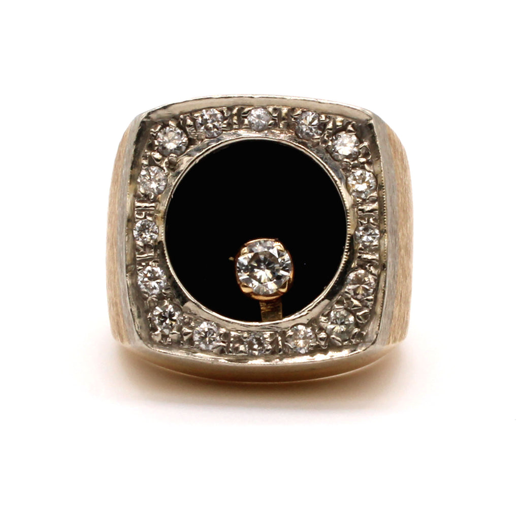 14k Yellow Gold 0.67cttw Diamonds and Onyx Spinning Ring Size 7