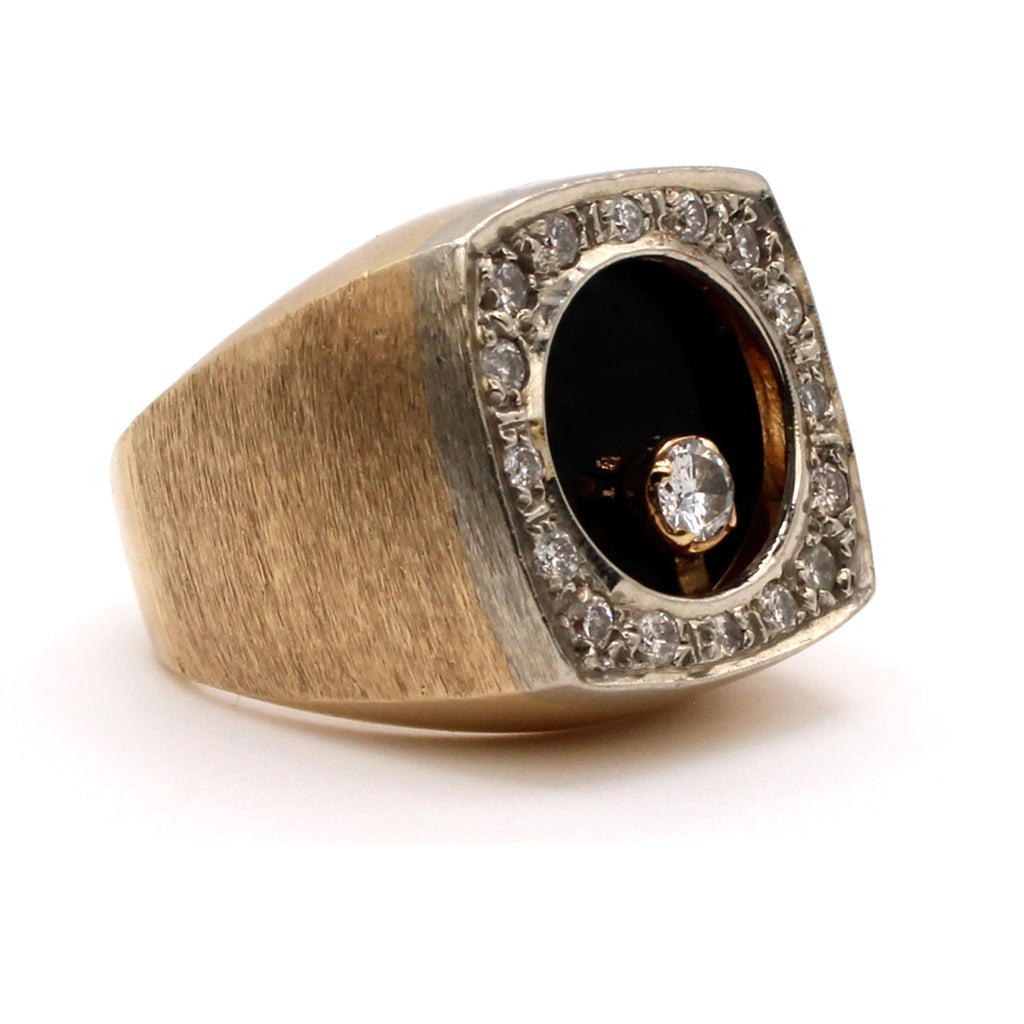 14k Yellow Gold 0.67cttw Diamonds and Onyx Spinning Ring Size 7