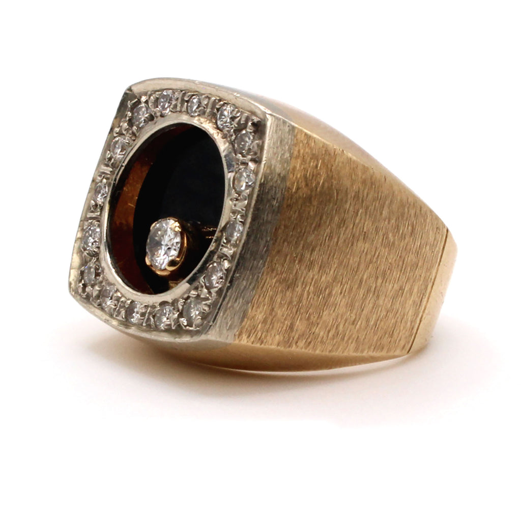 14k Yellow Gold 0.67cttw Diamonds and Onyx Spinning Ring Size 7