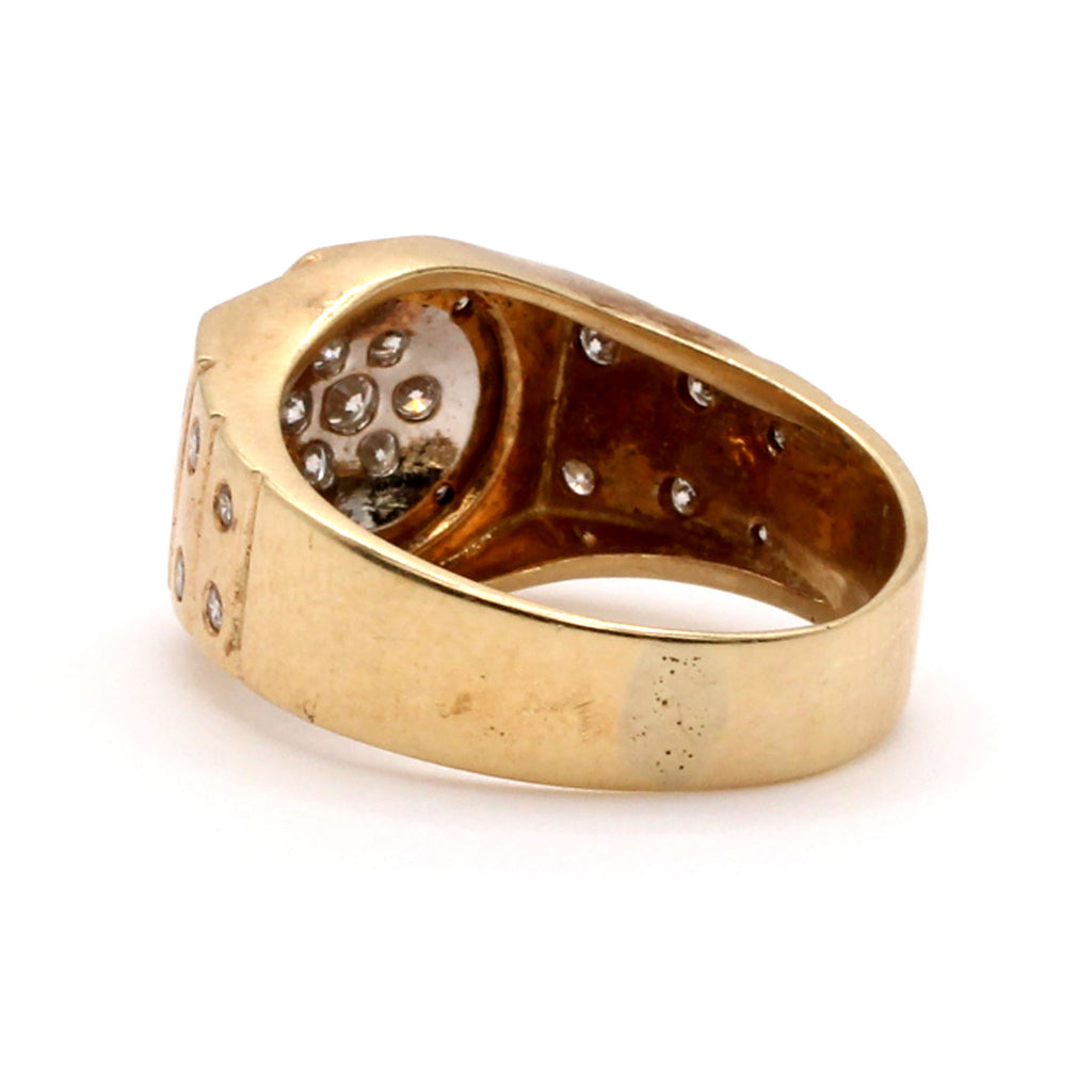 14k Yellow Gold 0.40cttw Diamonds Cluster Signet Ring Size 7