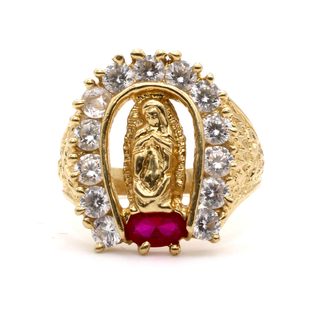 14k Yellow Gold Cubic Zirconia Religious Ring Size 10.5