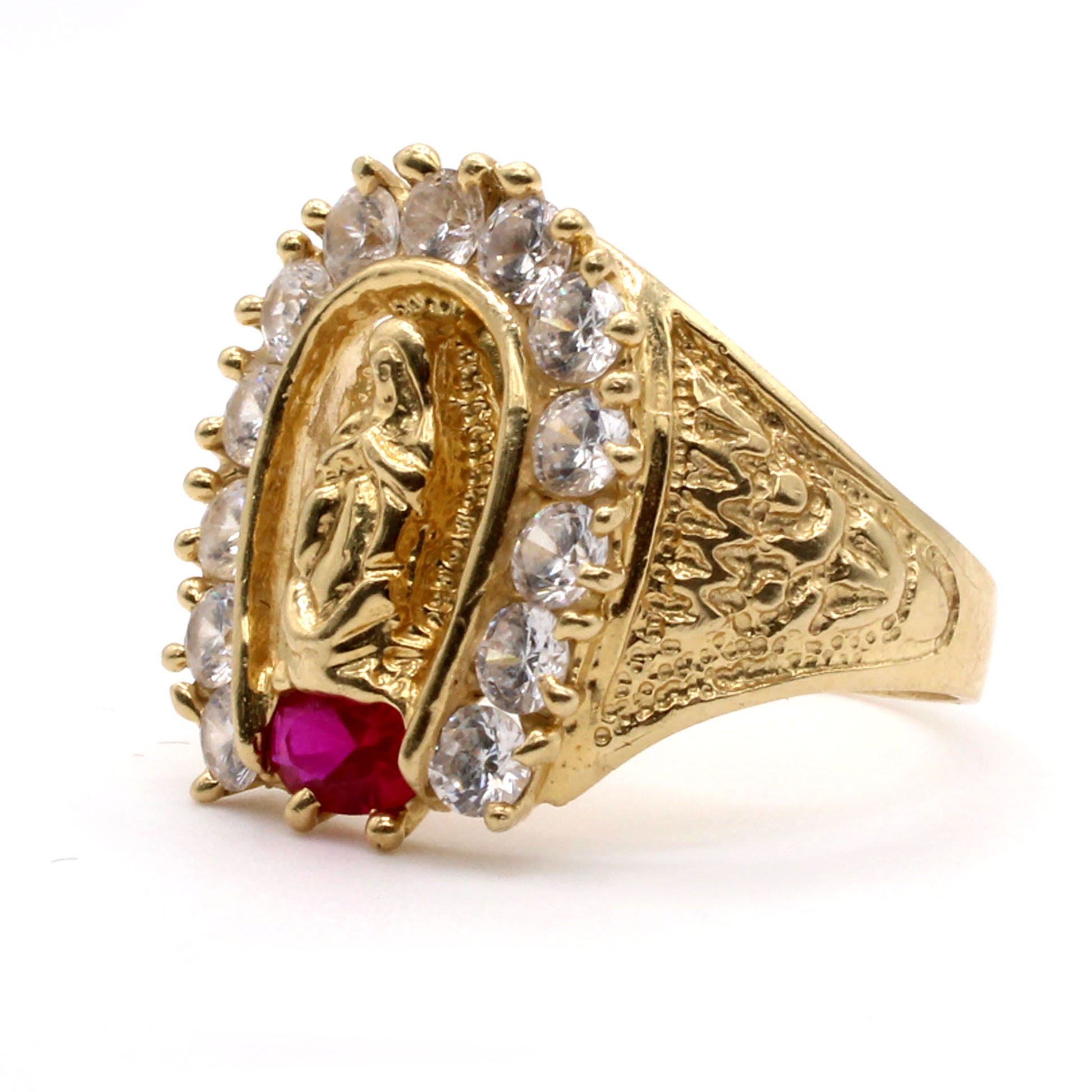 14k Yellow Gold Cubic Zirconia Religious Ring Size 10.5