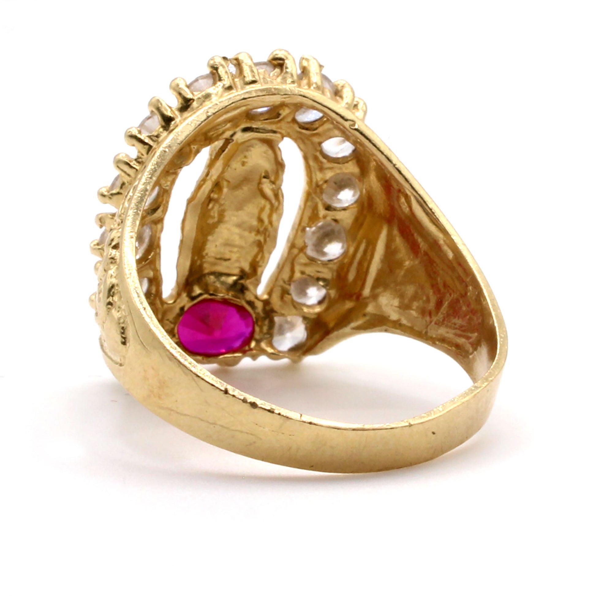 14k Yellow Gold Cubic Zirconia Religious Ring Size 10.5