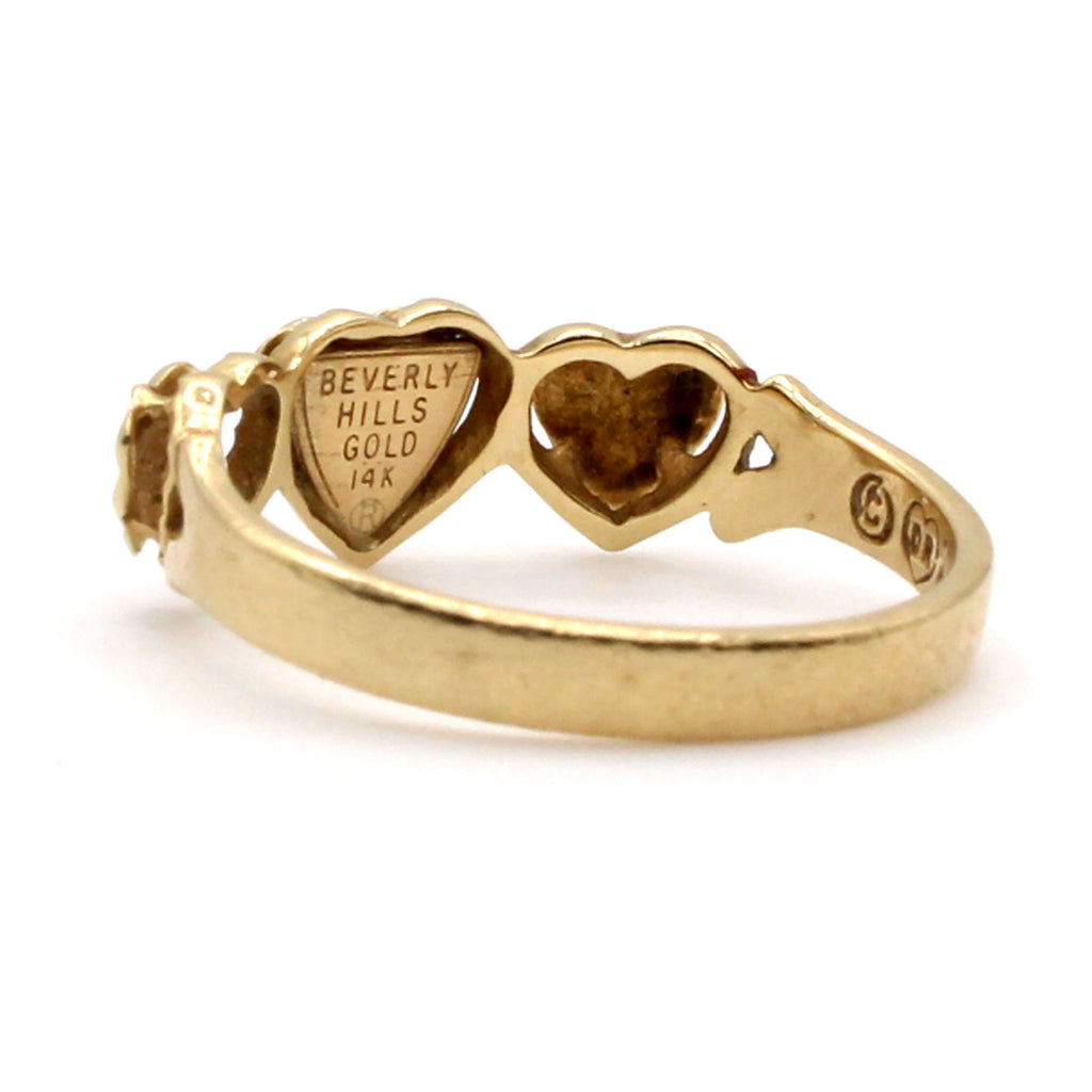 14k Yellow Gold 3 Heart Ring Size 5