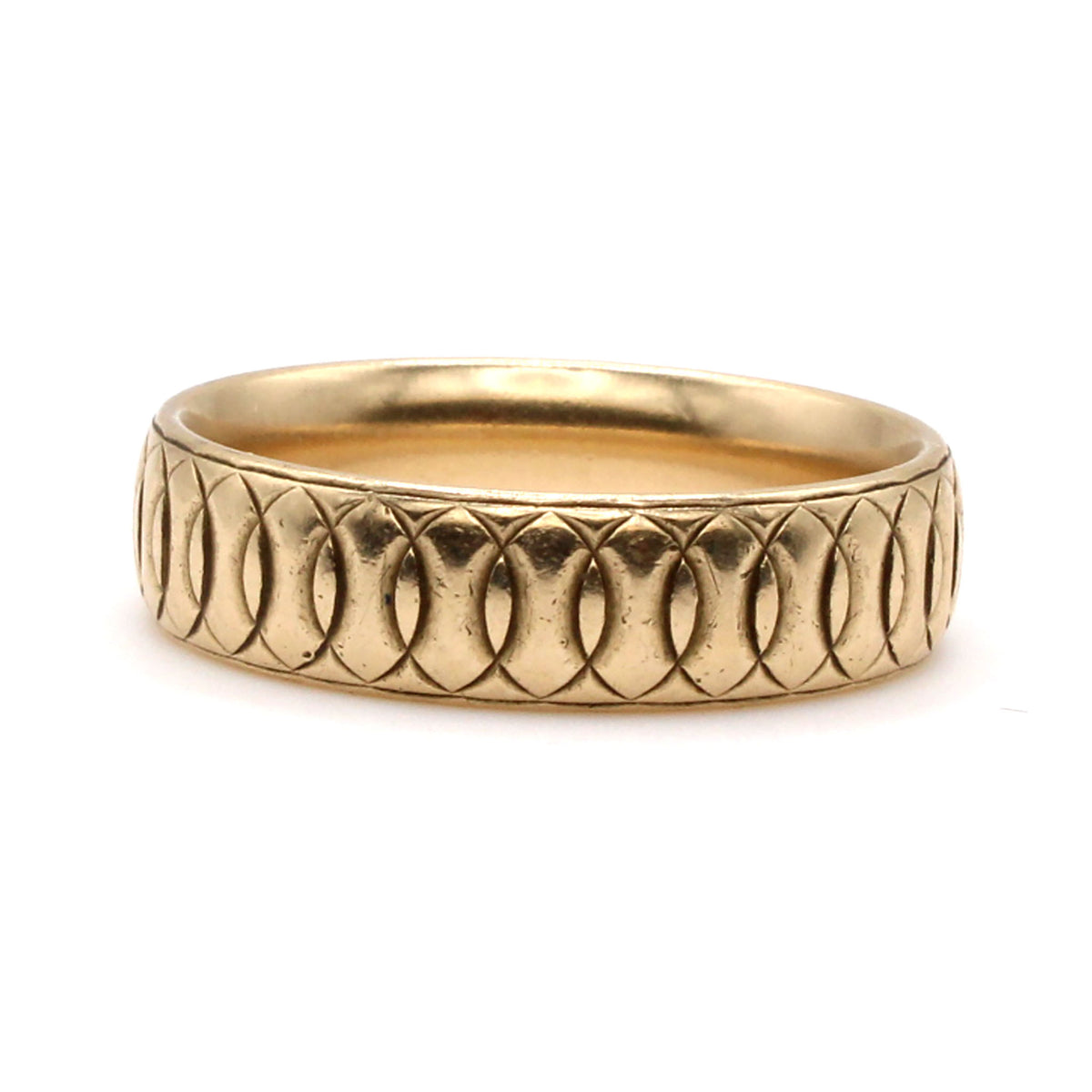 14k Yellow Gold Band with Circle Pattern Size 10