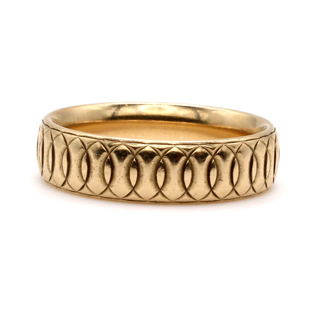 14k Yellow Gold Band with Circle Pattern Size 10