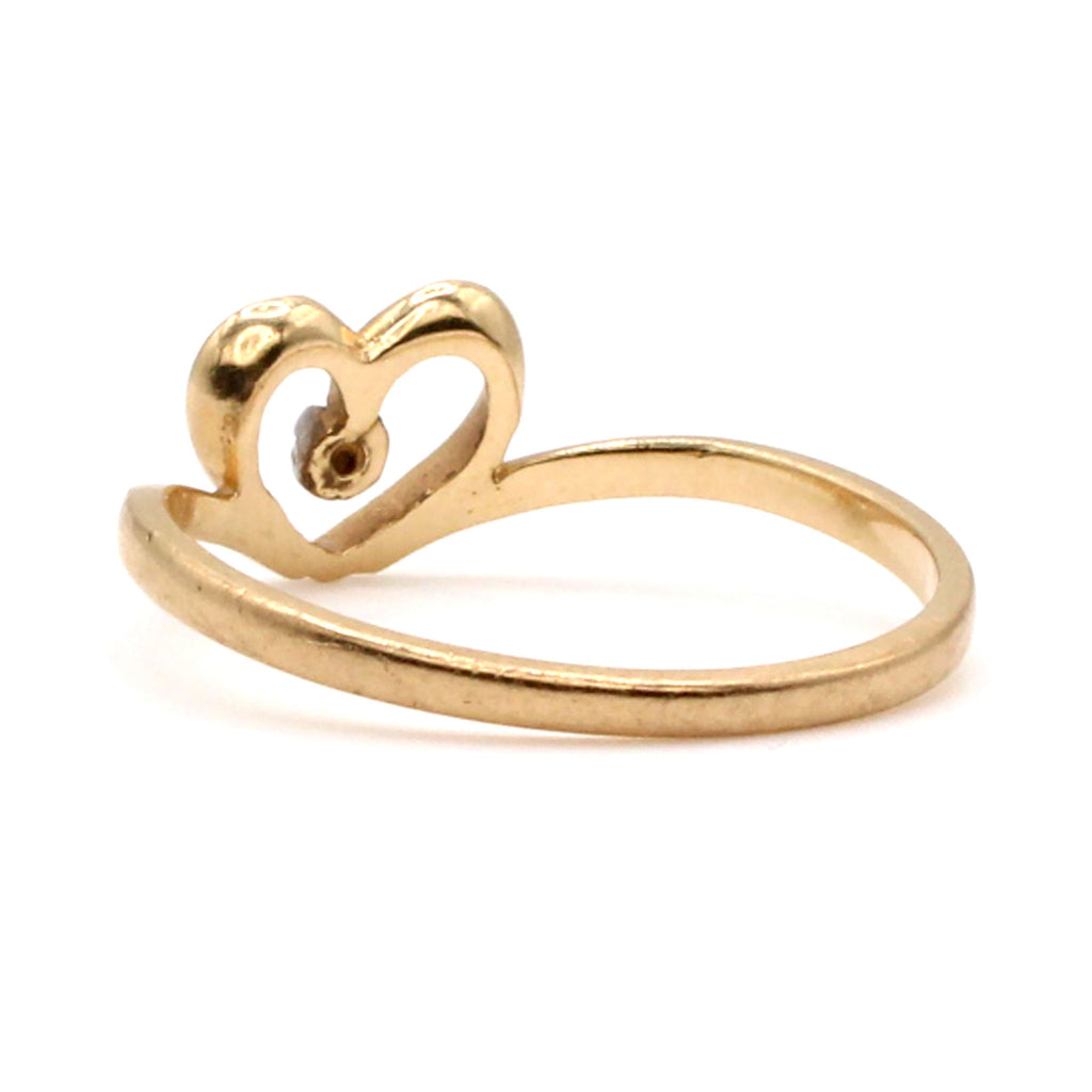 10k Yellow Gold Diamond Heart Ring Size 6