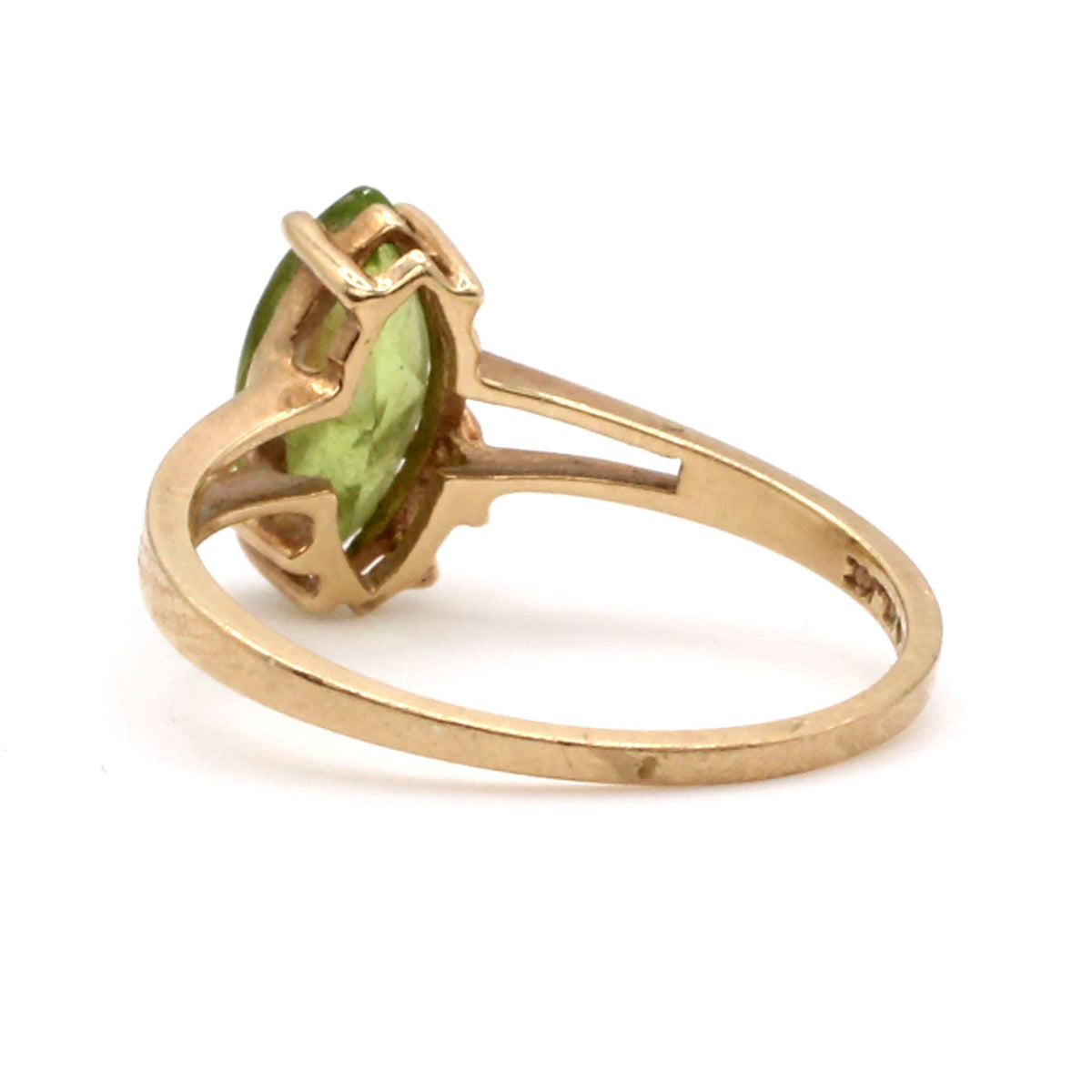 10k Yellow Gold Marquise Cut Peridot Ring Size 5