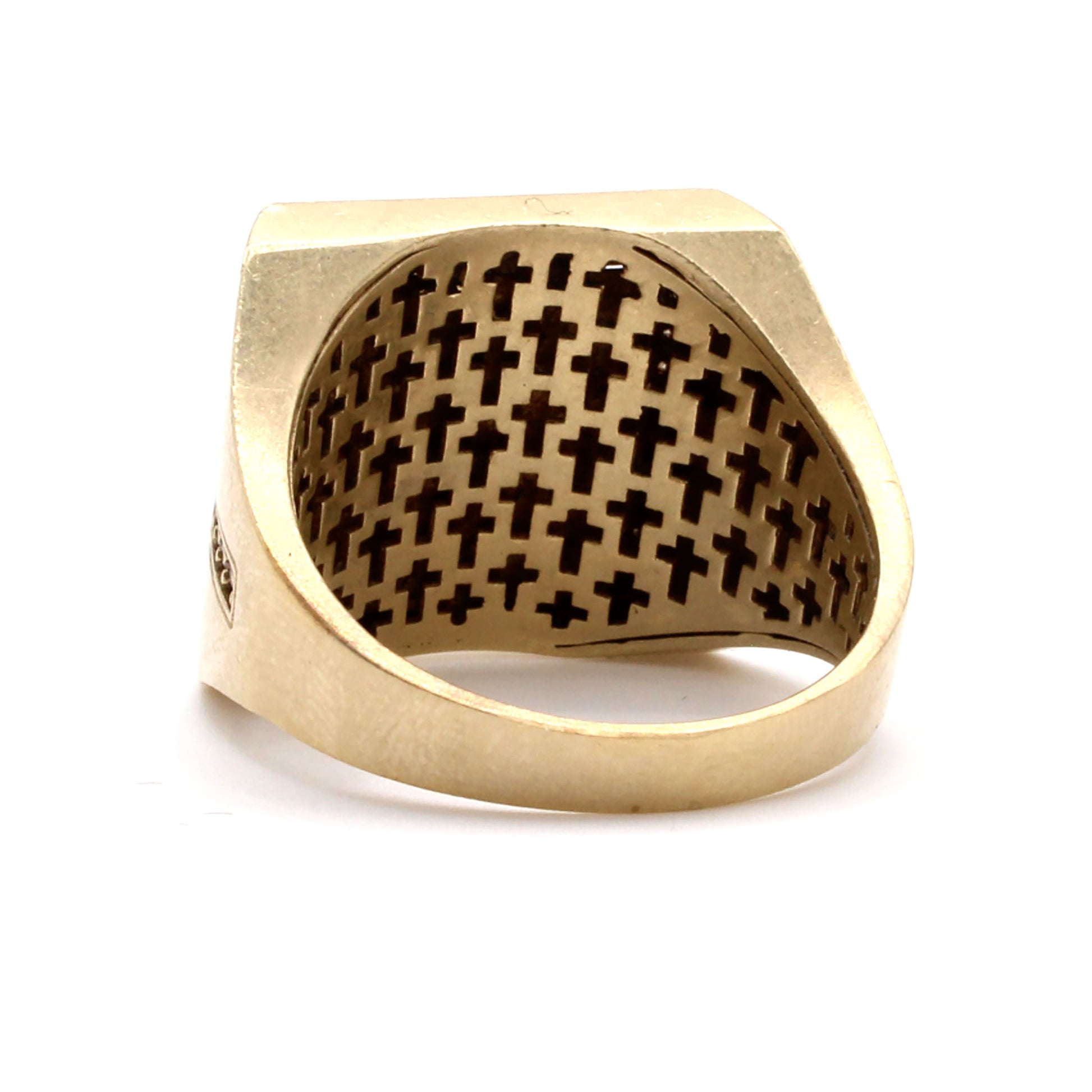 14k Yellow Gold Square Religious Ring Size 11