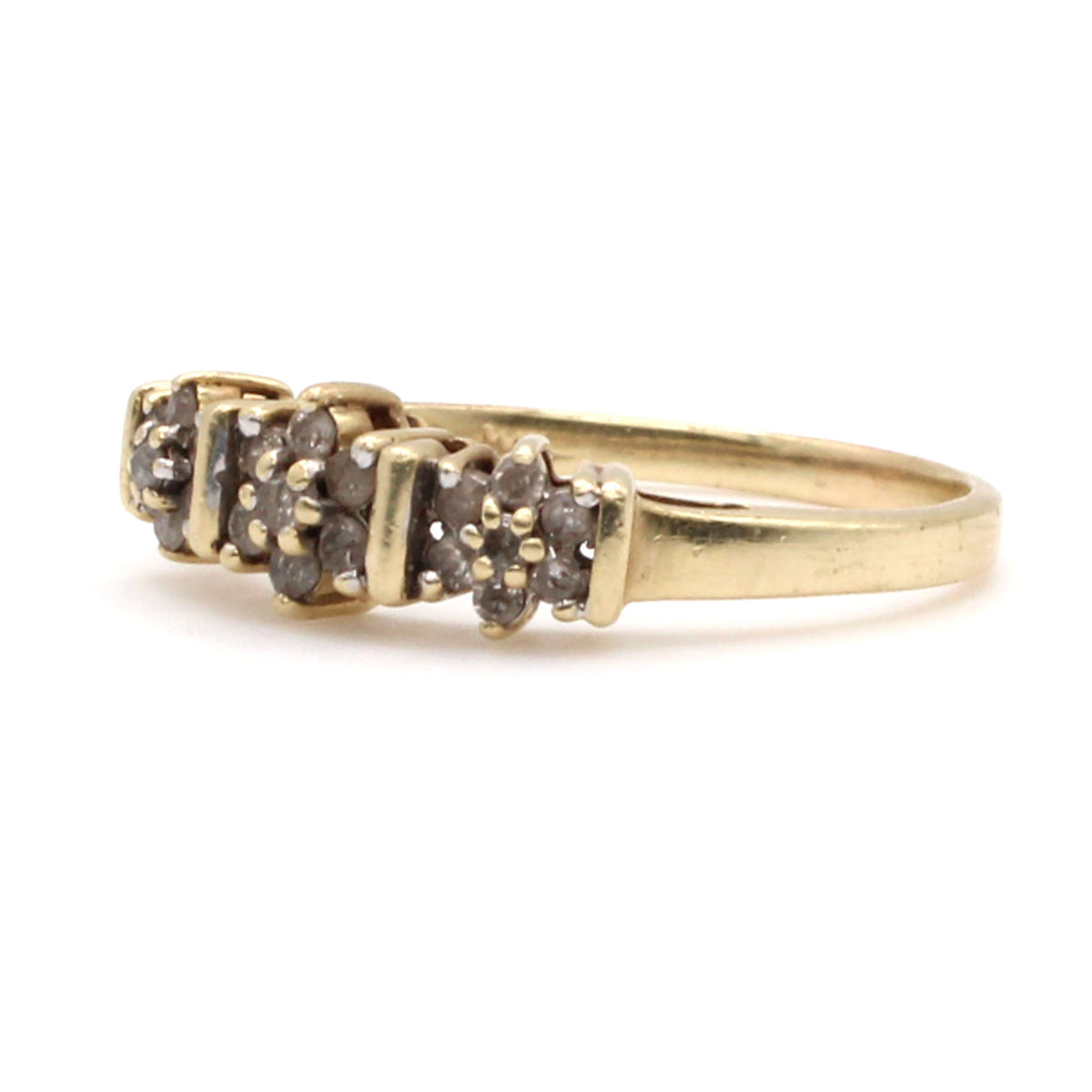 10k Yellow Gold Cluster Style Diamond Band Size 8.5