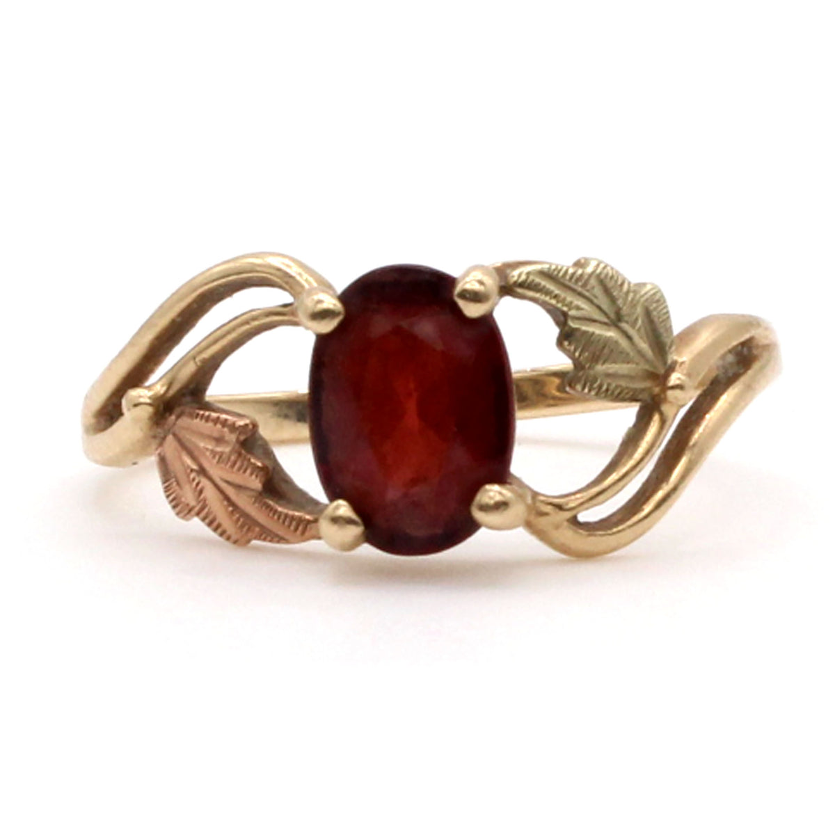 10k Yellow Gold Oval Cut Garnet Ring Size 4.75