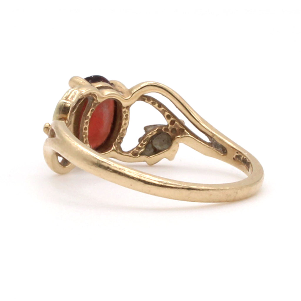 10k Yellow Gold Oval Cut Garnet Ring Size 4.75