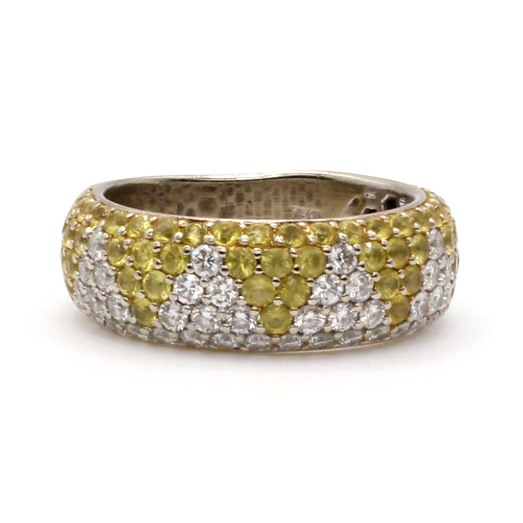 18k White Gold 1.50cttw Diamond and Citrine Band Size 8
