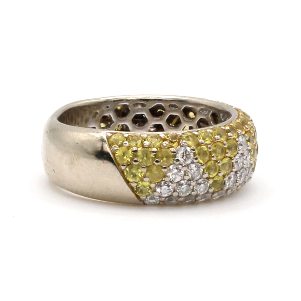 18k White Gold 1.50cttw Diamond and Citrine Band Size 8