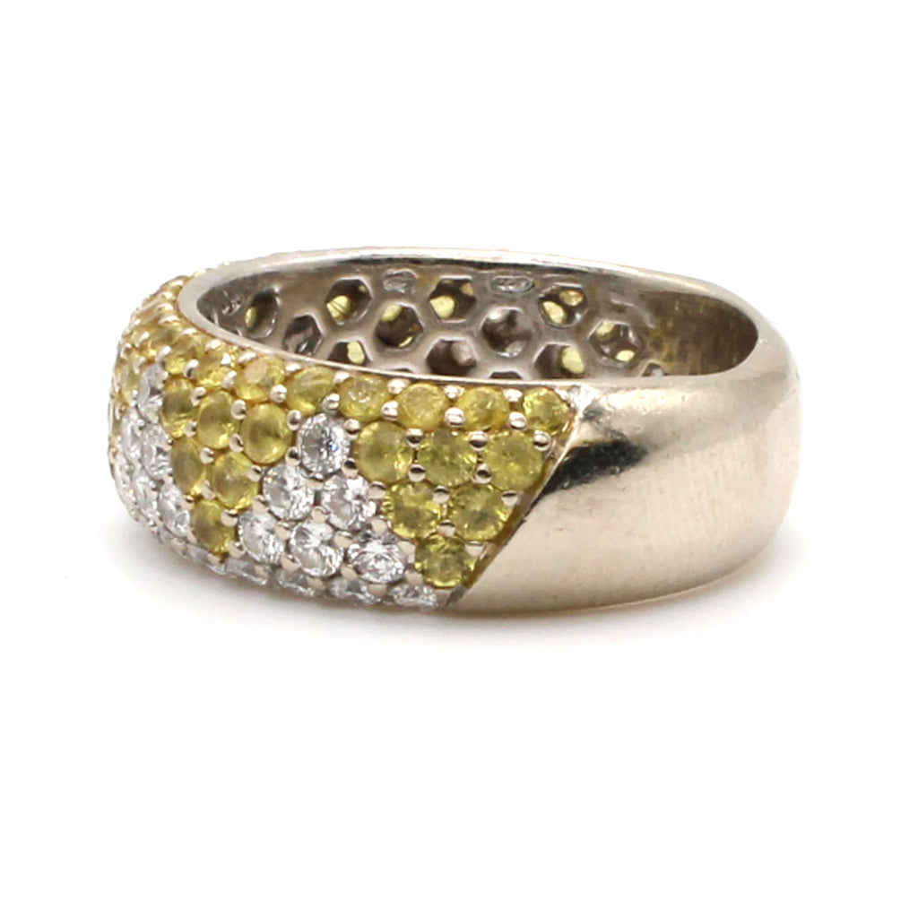 18k White Gold 1.50cttw Diamond and Citrine Band Size 8