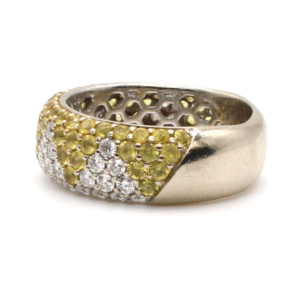 18k White Gold 1.50cttw Diamond and Citrine Band Size 8