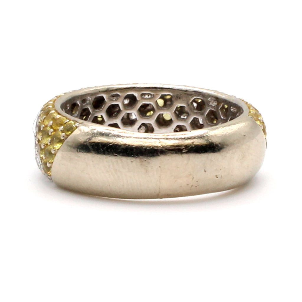 18k White Gold 1.50cttw Diamond and Citrine Band Size 8