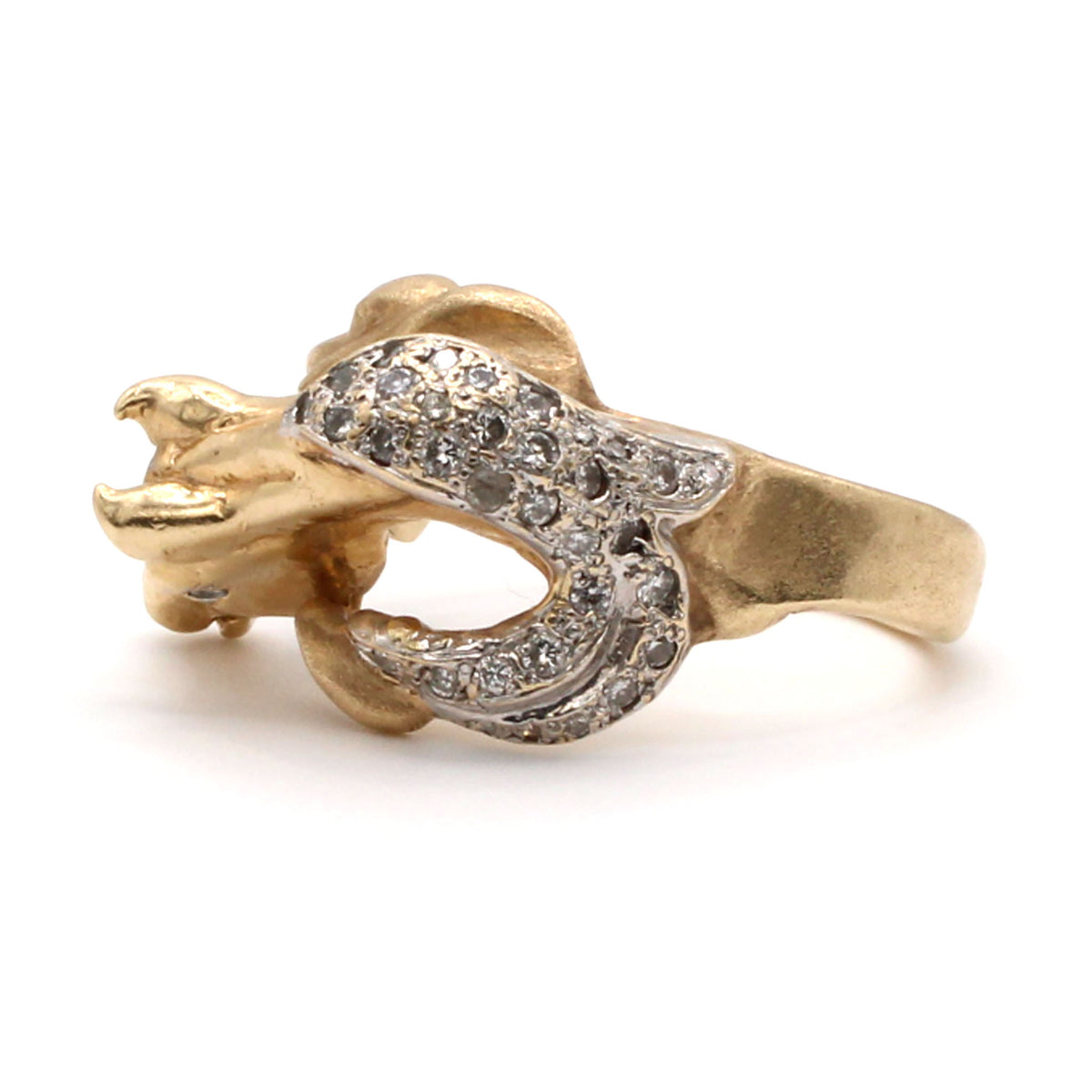 14k Yellow Gold Diamond Horse Ring Size 8